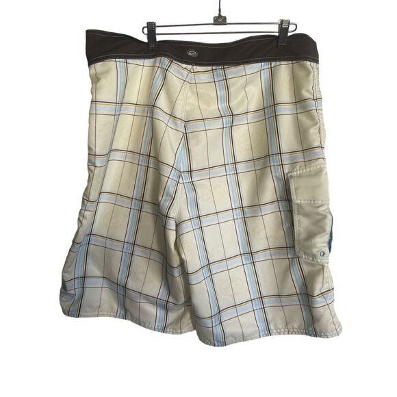 Kirra Mens Yellow Blue Plaid Surfer Board Short Size 36 - Picture 5 of 16